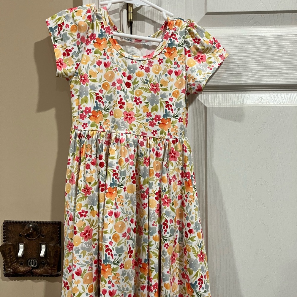 Red and Pink Puff Sleeve Casual Sundress
